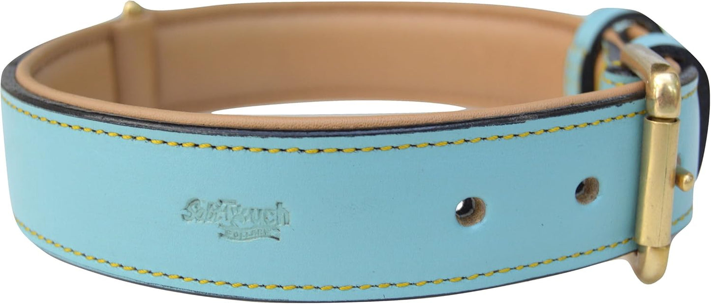 Soft Touch Collars Padded Leather Dog Collar, Large Brown - Genuine Real Leather, 24" Long x 1.5 Wide, Fits Neck Size 18" to 21" Inches