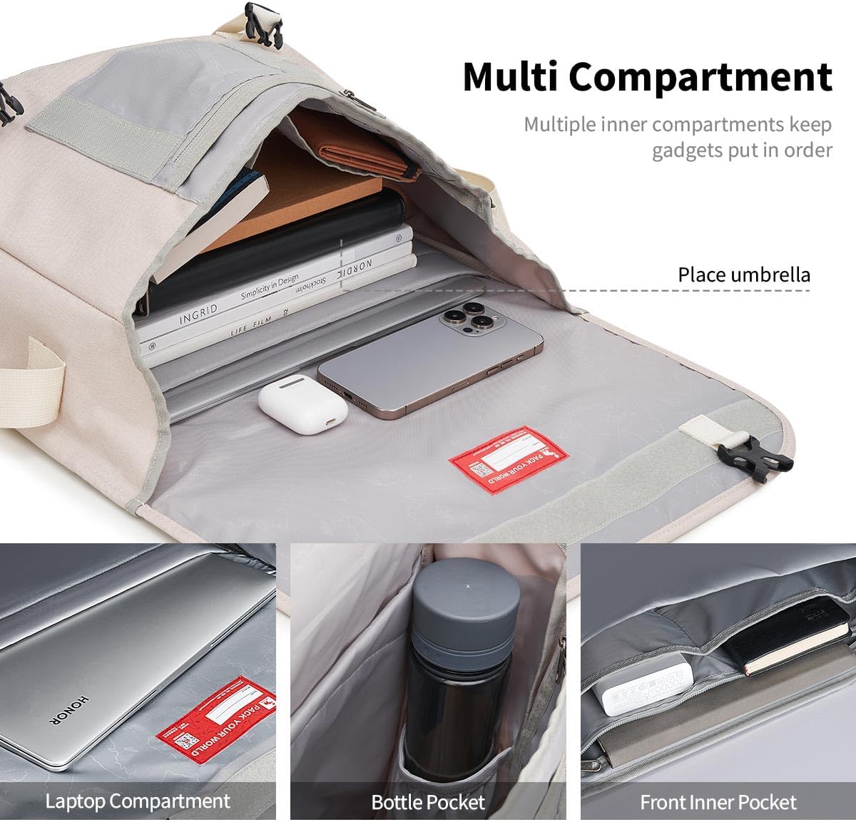 OIWAS Messenger Bag - Messenger Bag Men, Satchel Bags for Women, Lightweight Computer Bag, School Book Bag - PuriLite