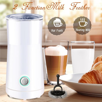 Seydere Simple Milk Frother, 2 in 1 Milk Steamer and Frother, Electric Milk Steamer, Milk Warmer and Hot Milk Foam Maker for Latter, Macchiato, Cappuccinos (White)