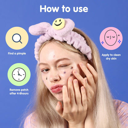Acne Pimple Patches for Face 54 Count with Mirror Case for Day & Night Use - Hydrocolloid Pimple Pads, Emoji-Themed Blemish Dots, Clear Skin Treatment (Shape.)
