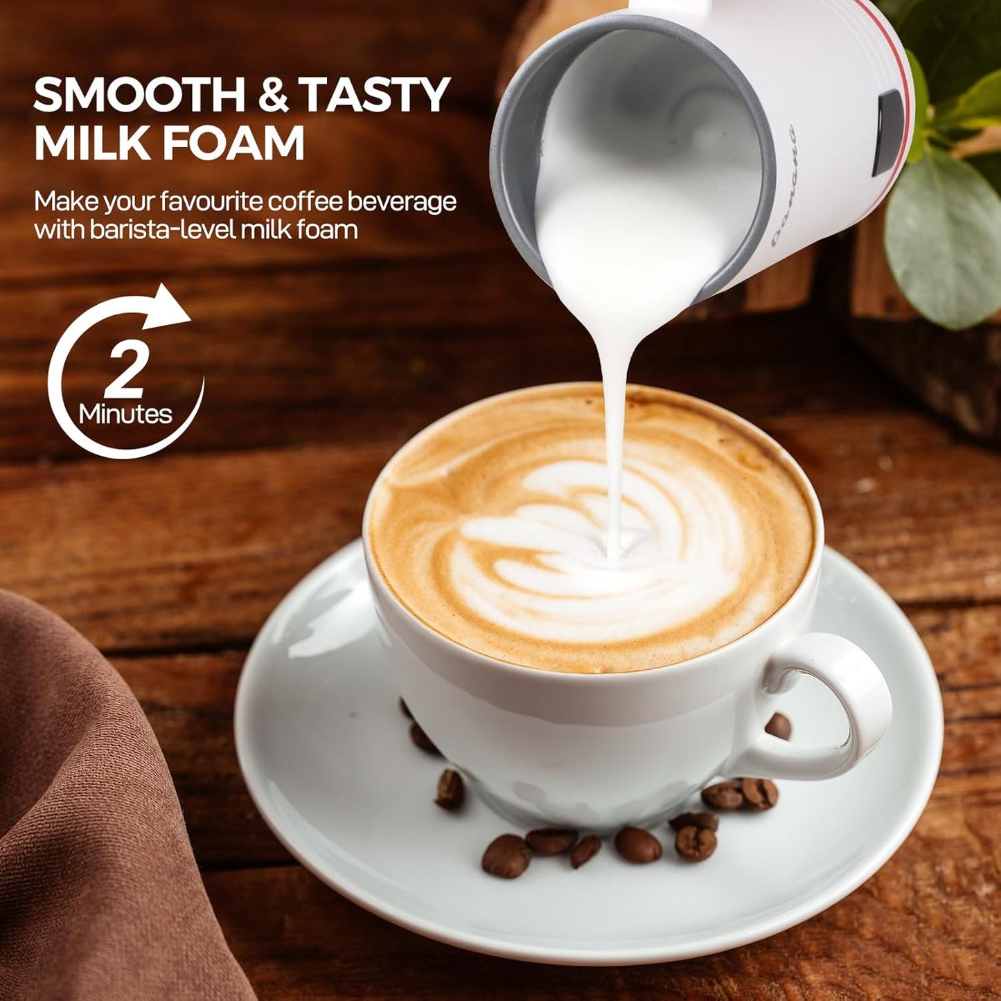 Electric Milk Frother, 4 in 1 Milk Steamer, 14.5oz/430ml Automatic Warm and Cold Foam Maker for Coffee,Latte, Cappuccino, Macchiato, Hot Chocolate (Black)