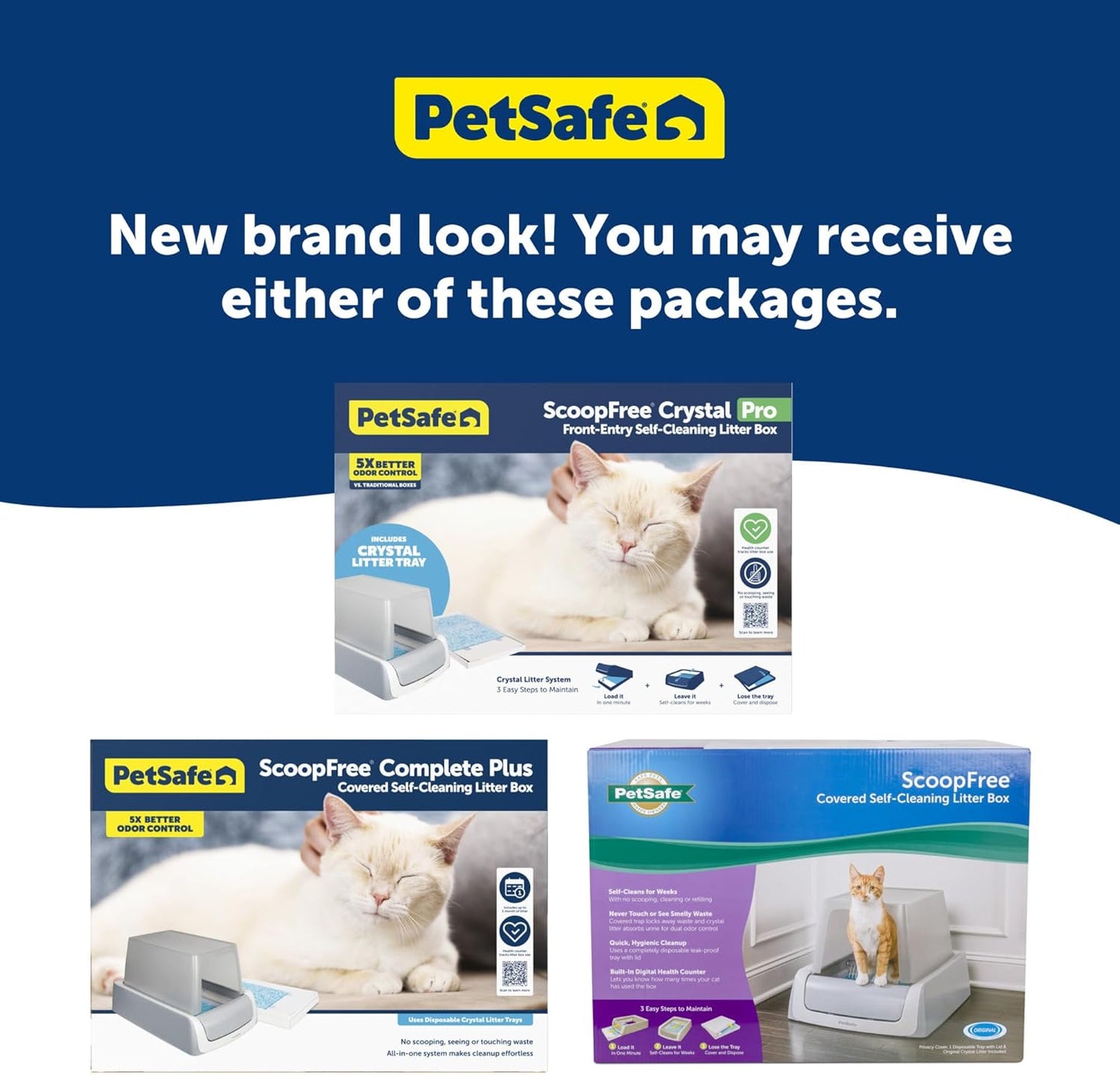 PetSafe ScoopFree Crystal Pro Self-Cleaning Cat Litter Box - Front-Entry - Hands-Free Cleanup with Disposable Crystal Tray - Less Tracking, Better Odor Control - Health Counter Helps Monitor Your Cat