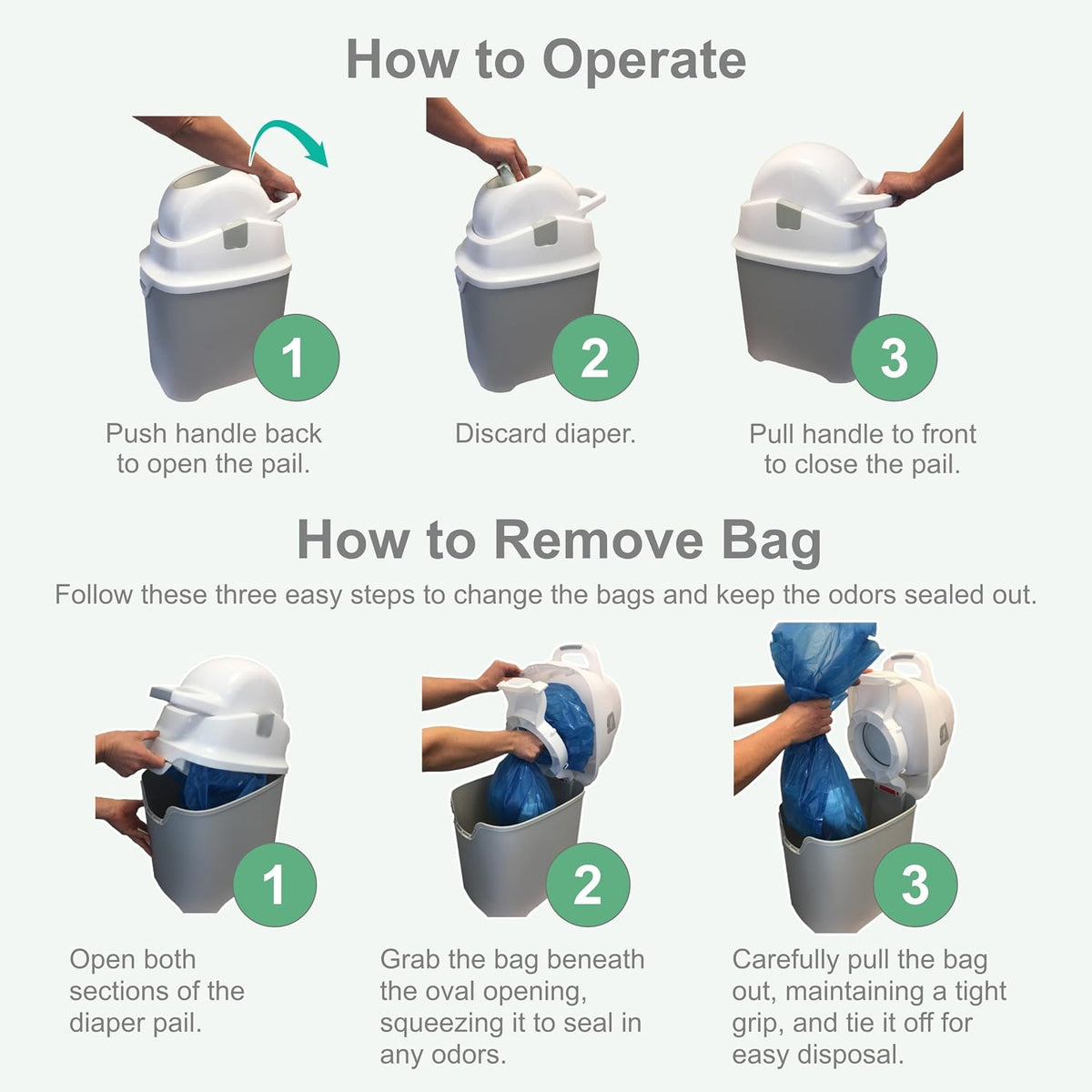 Mini Diaper Pail with Airtight Lid | Odor Control, 30-Diaper Capacity & Standard Bag Compatibility
