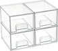 Stackable Clear Makeup Organizer Drawers, 4 Pack Acrylic Storage Bins for Bathroom, Vanity, Under Sink, Kitchen Cabinets, and Home Organization - PuriLite