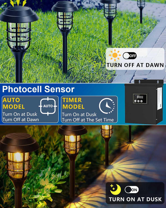 200W Low Voltage Landscape Transformer,Low Voltage Transformer with Timer,Photocell Sensor and Remote Control, 120V AC to 12V/14V AC,Weatherproof,for LED Landscape Lighting,ect (200, Watts)