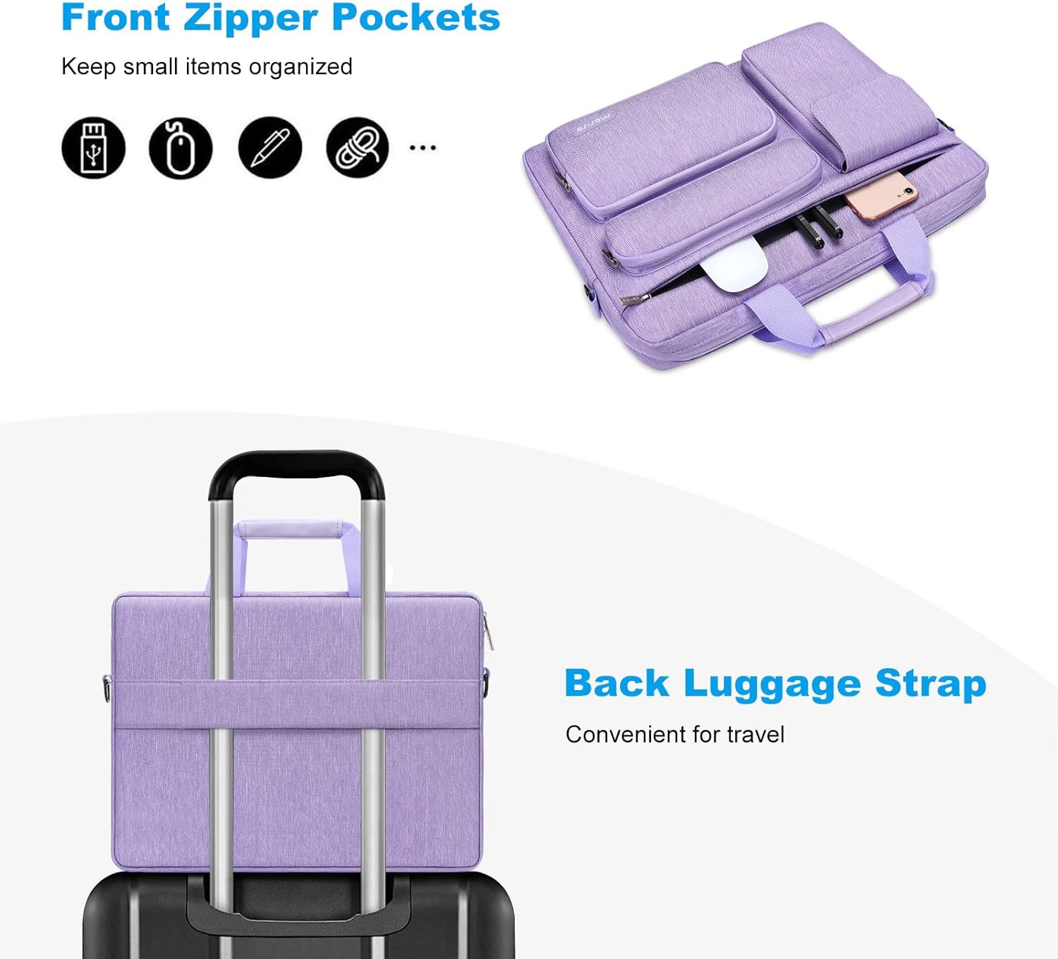MOSISO Laptop Bag 16 inch, 15-15.6 inch Computer Shoulder Bag Compatible with MacBook Air 15 M4 M3 M2/Pro 16 M4 M3 M2 M1, Notebook &2 Raised&1 Flapover&1 Horizontal Pocket&Handle&Belt, Pink - PuriLite