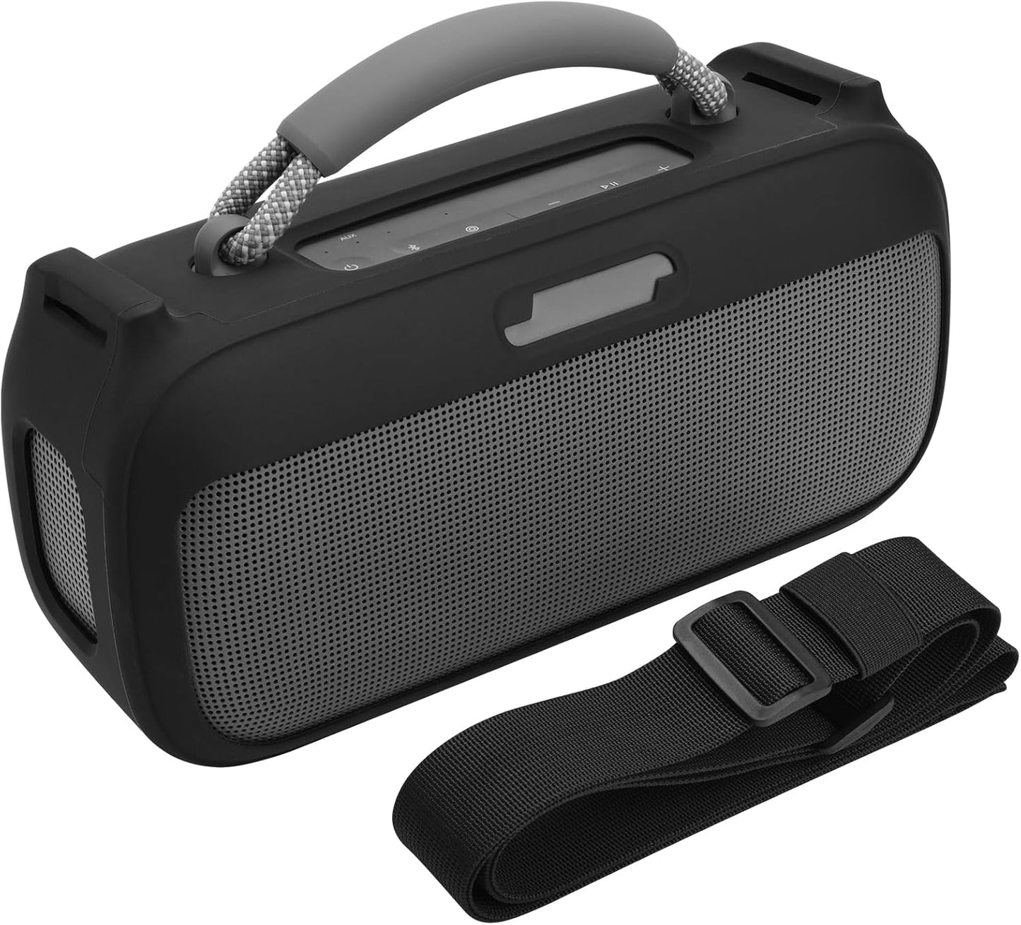 TXEsign Silicone Case for New Bose SoundLink Max Portable Speaker, Travel Carrying Case Protective Replacement Case with Shoulder Strap Charging Port Cover (Black)