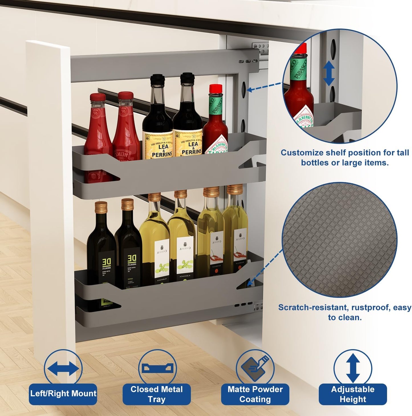 VADANIA Narrow Pull Out Cabinet Organizer, For 8" Cabinets