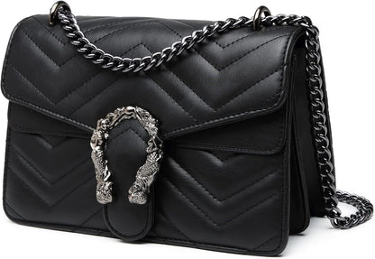 MYHOZEE Crossbody Bags for Women - Snake Printed Clutch Purses Leather Chain Shoulder Bags Evening Handbags
