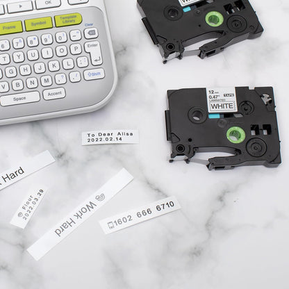 5 Pack Replacement for TZe-231 P Touch Label Tape Compatible with Brother P-Touch (TZ231 TZe231) Standard Laminated 12mm, Black on White, for Label Maker Tape PTH110 PT-D210 D220 D200 H100
