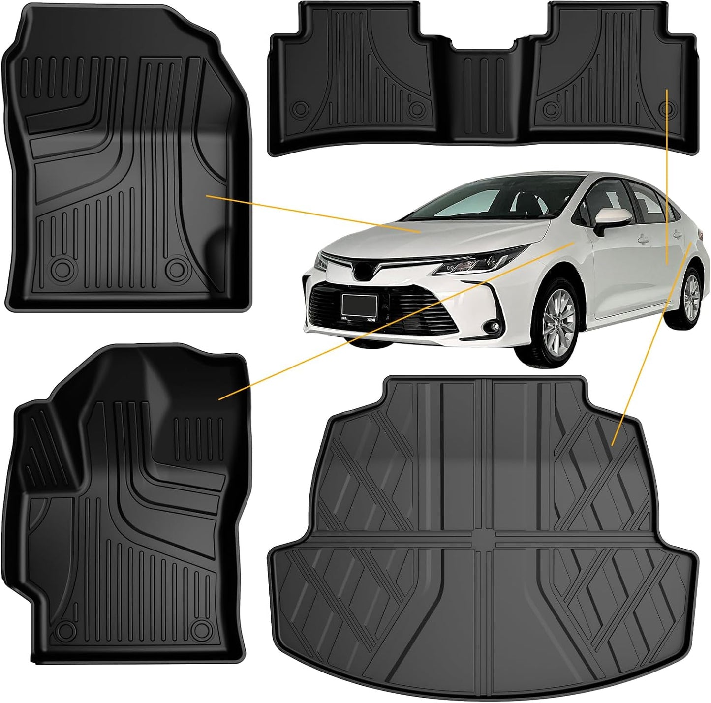 AOMSAZTO Floor Mats & Trunk Mat for 2024 2025 Chevy Equinox EV (Non Fuel),TPE All Weather Protection 2 Rows Car Floor Liners with Cargo Liner for Chevrolet Equinox EV (Non Fuel)