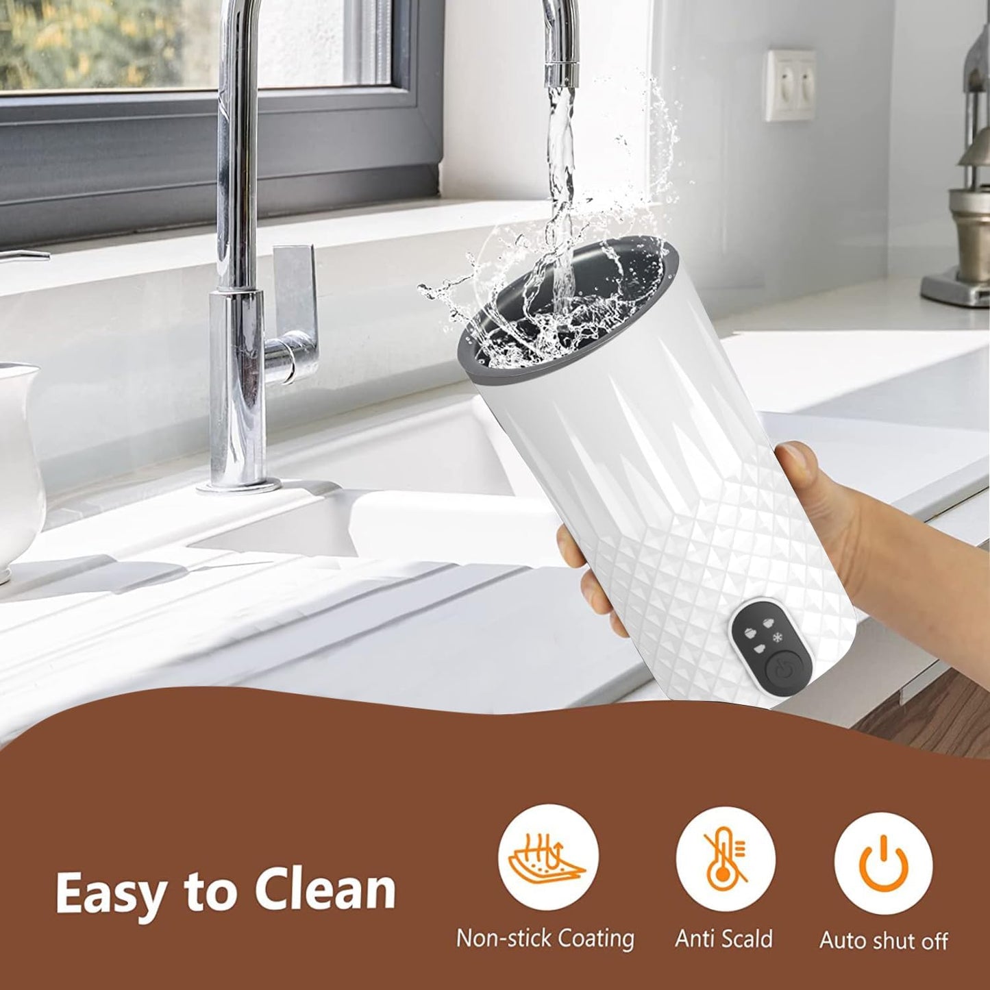 Milk Frother Electric,FLEVO 4 in 1 Automatic Milk Frother,240ml Hot&Cold Milk Foamer,with Temperature Control for Latte,Cappuccinos,Macchiato,Silent Operation