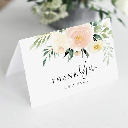 Bliss Collections Thank You Cards - Cards for Weddings, Receptions, Bridal Showers, Baby Showers, Graduations, Special (Rustic Greenery - 25 pieces)