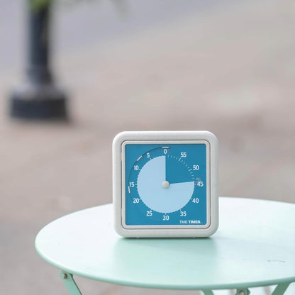 Time Timer® Retro 8 inch Eco Edition Visual Timer - 60 Minute Desk Countdown Clock Made with at Least 20% Natural Plant Material- Blue Water