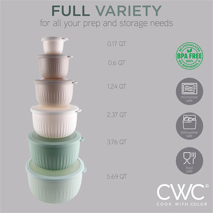 COOK WITH COLOR Prep Bowls with Lids- 8 Piece Nesting Plastic Small Mixing Bowl Set with Lids (Teal Ombre)