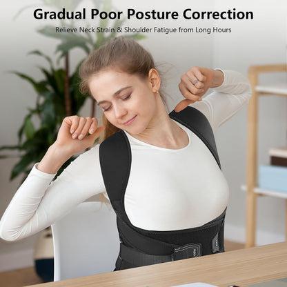 Y-shaped Bionic Posture Corrector with Armpit Pads for Full Back Support, Adjustable Back Brace for Upper Lower Back Pain Relief Hunchback Correction, Men Women(Black,M)