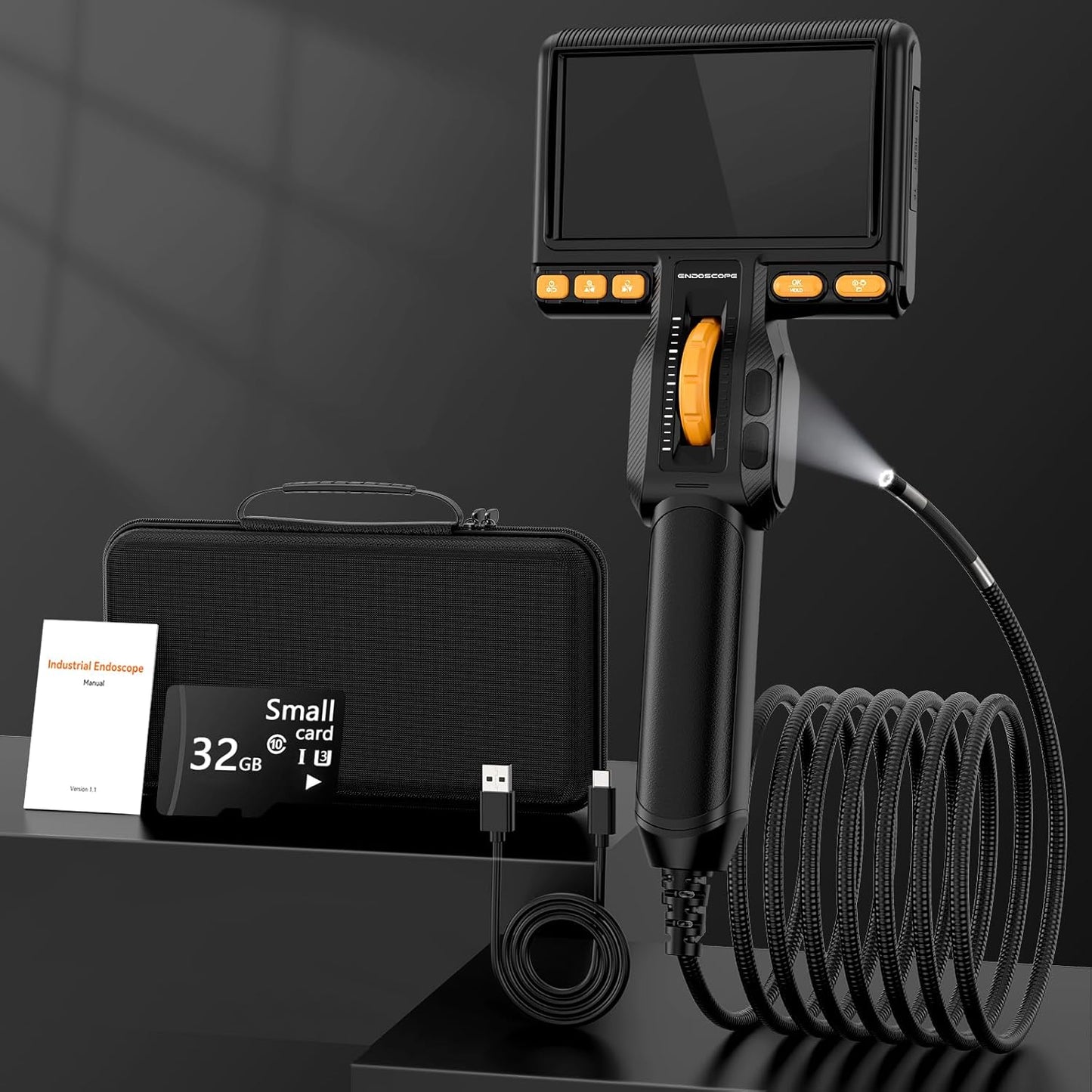 Endoscope Camera with Light, Ennovor 1920P HD, Endoscope Inspection with 8 Adjustable LED Lights, Borescope with Flexible Rigid Snake Camera, IP67 Waterproof and No WiFi Required, for Android iOS