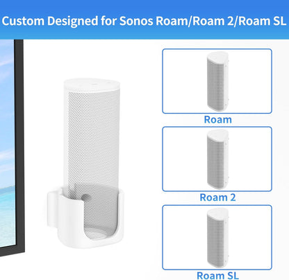 Sturdy Speaker Wall Mount for Sonos Roam 2, Roam SL - Space Saving Bracket Easy to Install, White