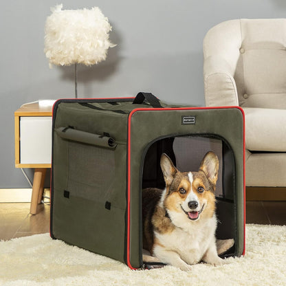 PETSFIT Soft Sided Dog Crate, Travel Dog Crate - 19 Inch Lightweight, Roomy, Easy to Set Up, Sturdy Portable Dog Kennel with Thick Mat, Navy Blue