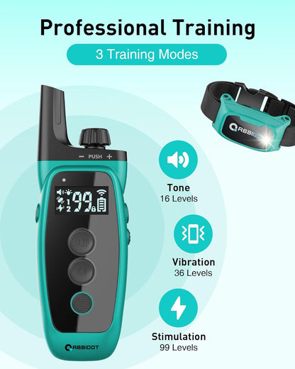 ABBIDOT Shock Collar, 3300Ft Dog Training Collar, 5 Training Modes Dog Shock Collar with Remote, Waterproof Rechargeble Security Lock E Collar for Small Medium Large Dogs