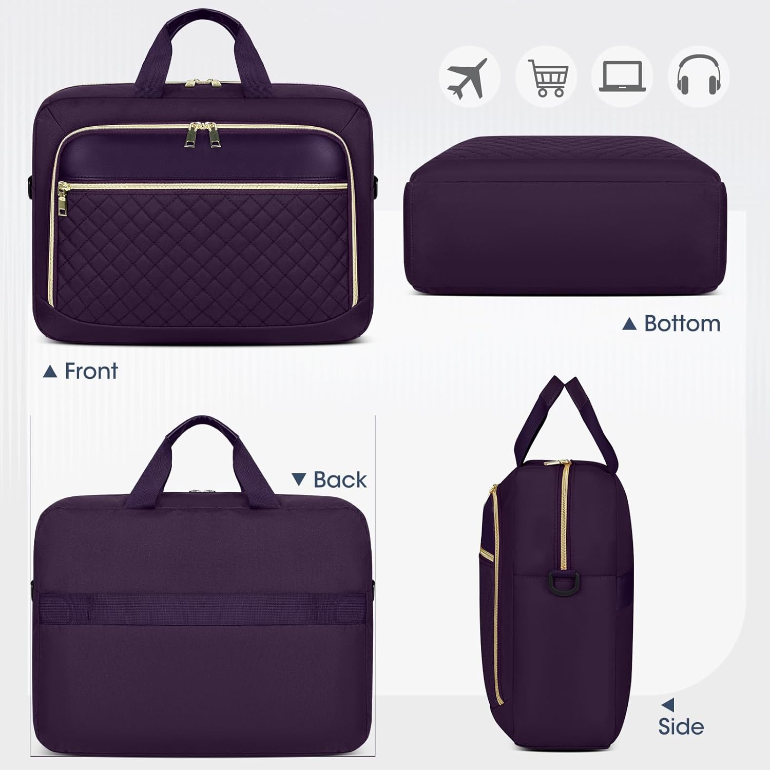 Laptop Bag 17 Inch Laptop Briefcase for Women Waterproof Computer Messenger Bag Professional Laptop Case for Business Work - PuriLite