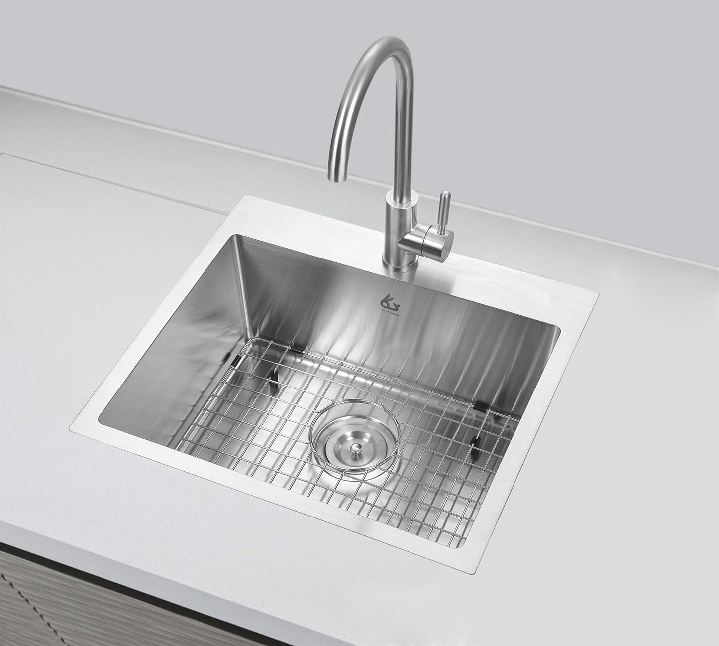 Yutong 16" x 20" Top-Mount/Drop in SS304 Stainless Steel Kitchen Black Sink Single Bowl Without Grid