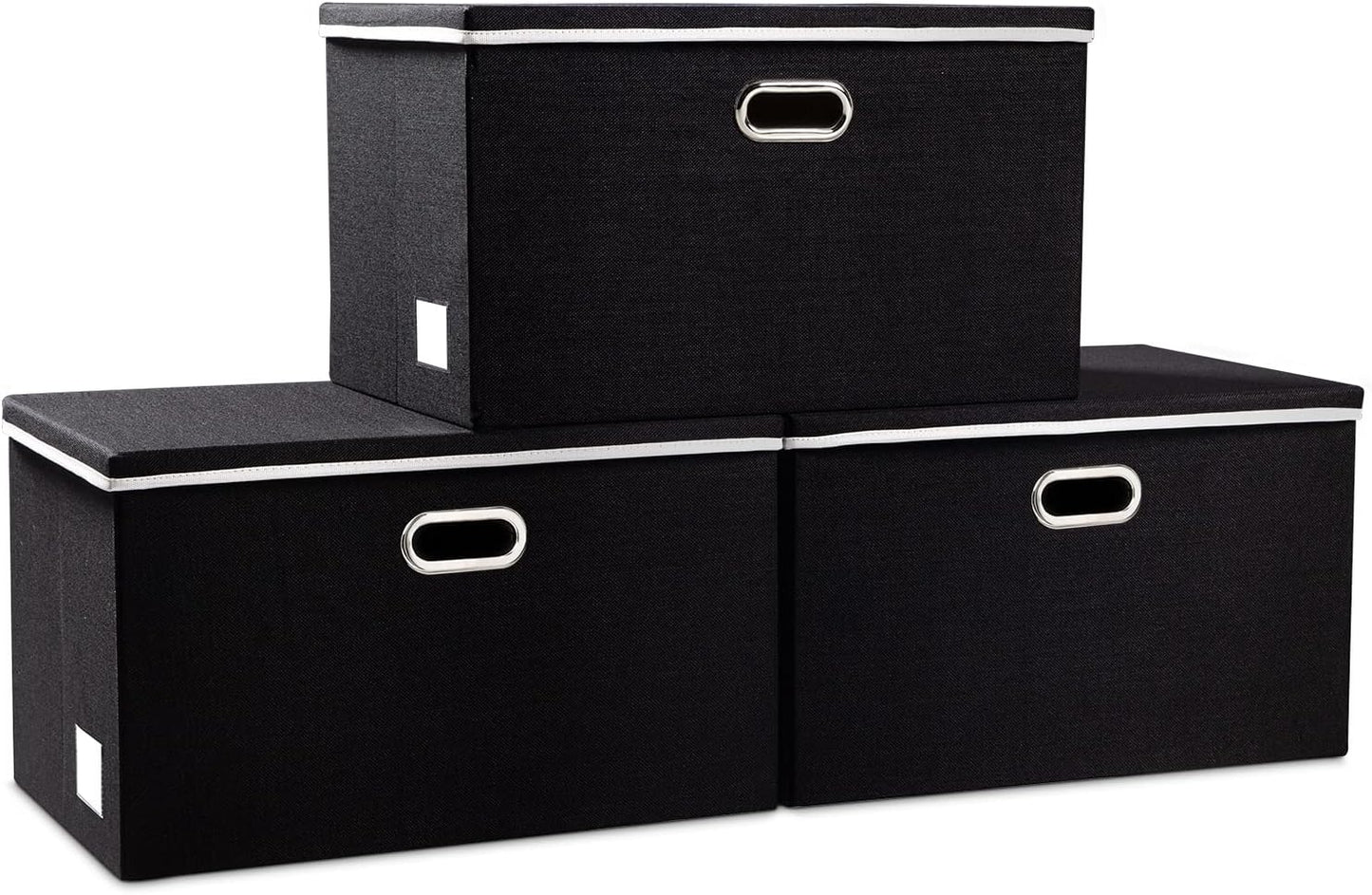PRANDOM Large Foldable Storage Bin with Lid [1-Pack] Linen Fabric Decorative Storage Box Organizer Containers Basket Cube with Handles Divider for Bedroom Closet Office Living Room (17.7x11.8x11.8")
