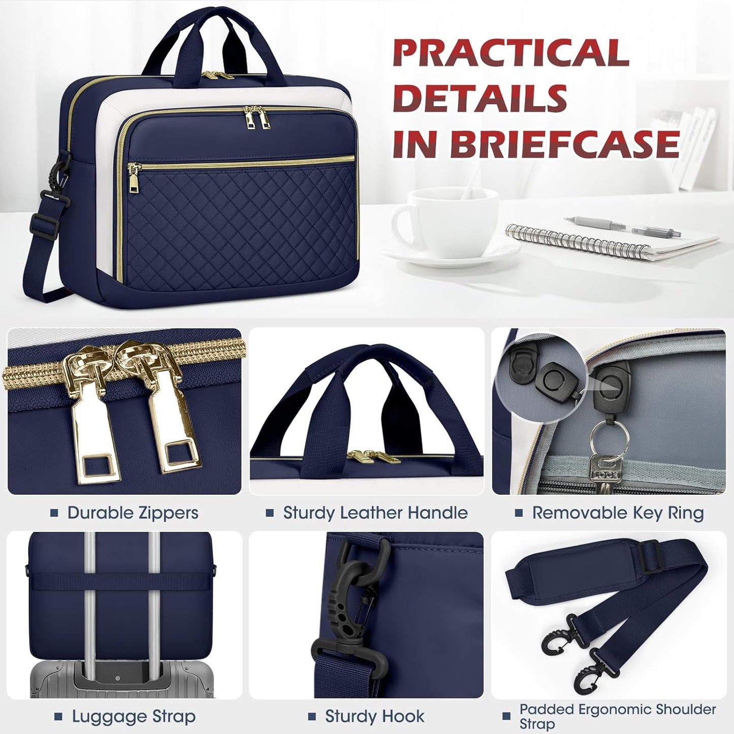 Laptop Bag 17 Inch Laptop Briefcase for Women Waterproof Computer Messenger Bag Professional Laptop Case for Business Work - PuriLite