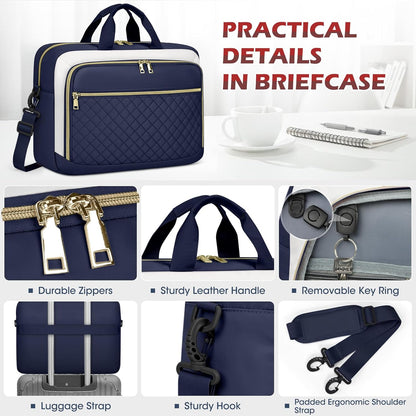 Laptop Bag 17 Inch Laptop Briefcase for Women Waterproof Computer Messenger Bag Professional Laptop Case for Business Work - PuriLite