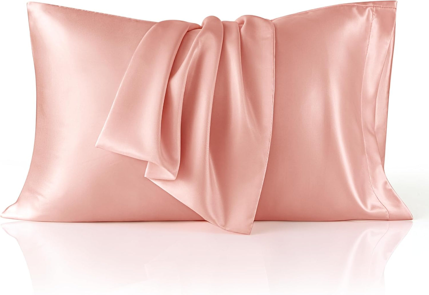 Bedsure Satin Pillow Case Queen Size 2 Pack, Similar to Silk Pillow Cases, Silky Pillowcase Covers with Envelope Closure, Room Decor Valentine Gifts for Women Men, Grey, 20x30 Inches
