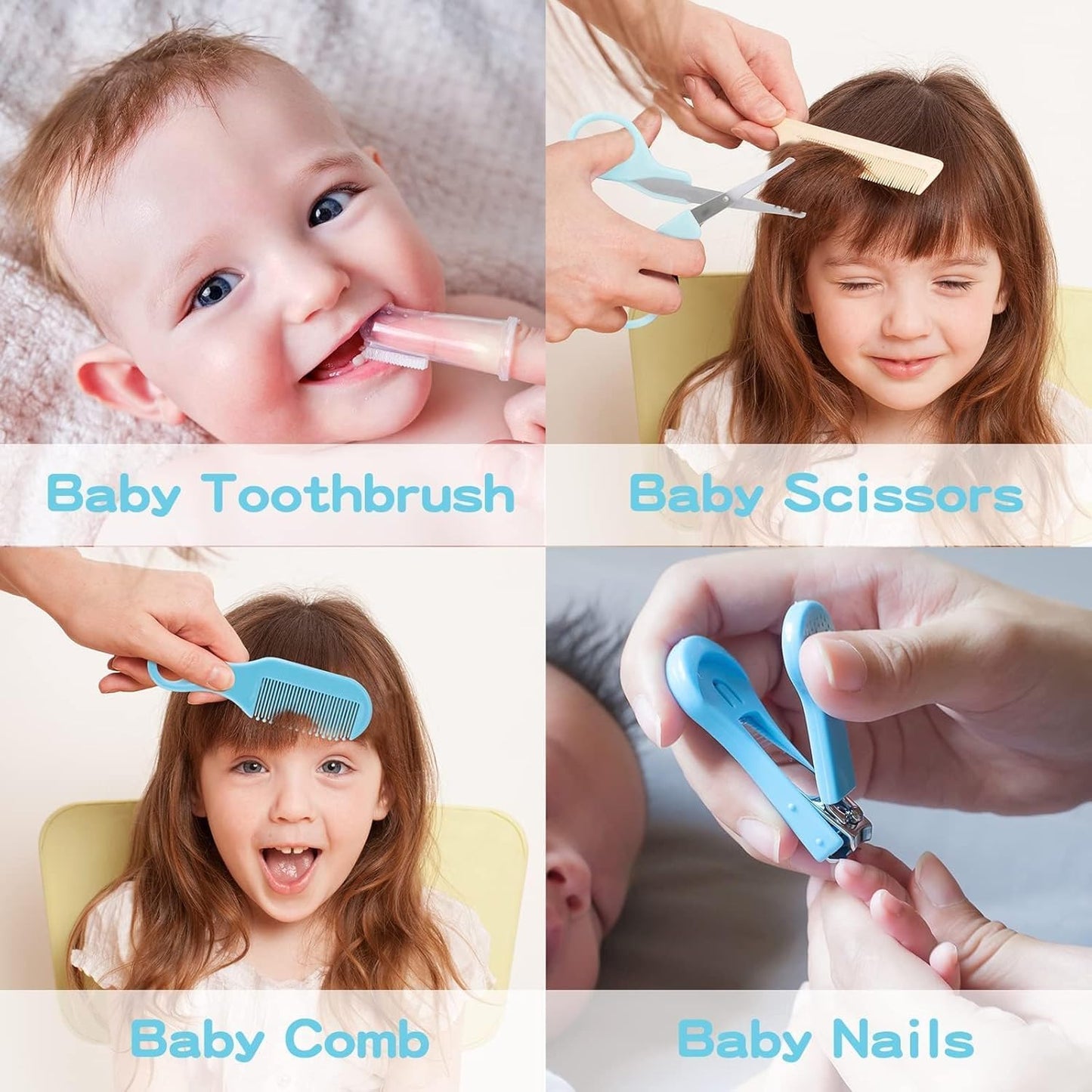 Baby Grooming Kit - 19 in 1 Nursery Essentials Baby Registry Shower Gift for Newborns, Infants, Toddlers, Boys, Girls Kids-Safety Baby Comb, Brush, Finger Toothbrush, Nail Clippers, Scissors(Green)