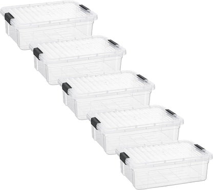 Superio Storage Bins with Lids- 3 Pack, 1.85 Qt Clear Boxes for Organizing, Stackable Plastic Containers- BPA Free, Non-Toxic, Odor Free, Organizer for Home, Office, Dorm