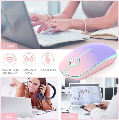 Wireless Mouse, Vssoplor 2.4G Slim Portable Computer Mice with Nano Receiver for Notebook, PC, Laptop, Computer-Black and Silver