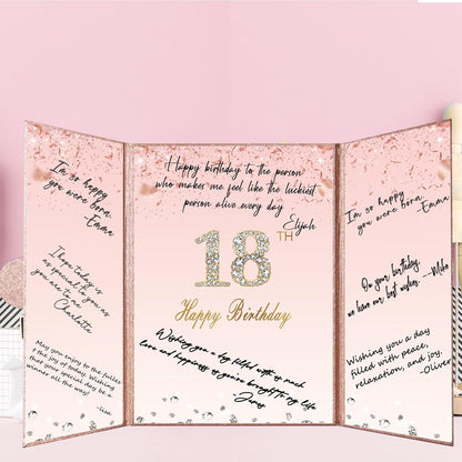 Crenics Rose Gold 70th Birthday Decorations, Creative 70th Birthday Guest Sign in Book Alternative, Large 70th Birthday Signature Book 12" x 18", Great 70 Years Old Birthday Gifts for Women - PuriLite