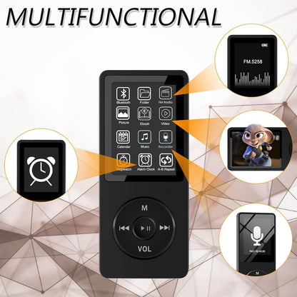 64GB MP3 Player with Bluetooth, SKYBESS HiFi Lossless MP3 Music Players with HD Speaker, FM Radio, Video, Voice Recorder, Alarm Clock Function, Including Earphones, Supports Random Playback