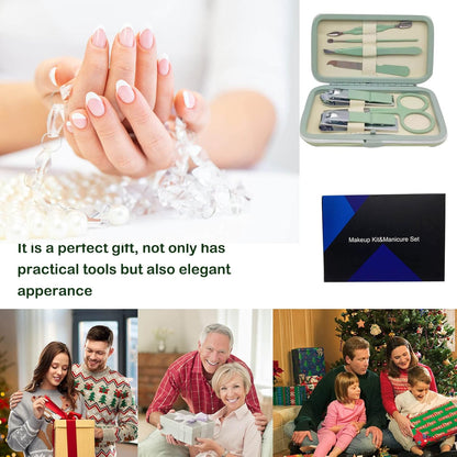 Manicure Set Nail Clippers Pedicure Kit -7PCS Stainless Steel Manicure Kit, Professional Grooming Kits, Nail Care Tools with Luxurious Travel Leather Case Gift Box (7, Black)