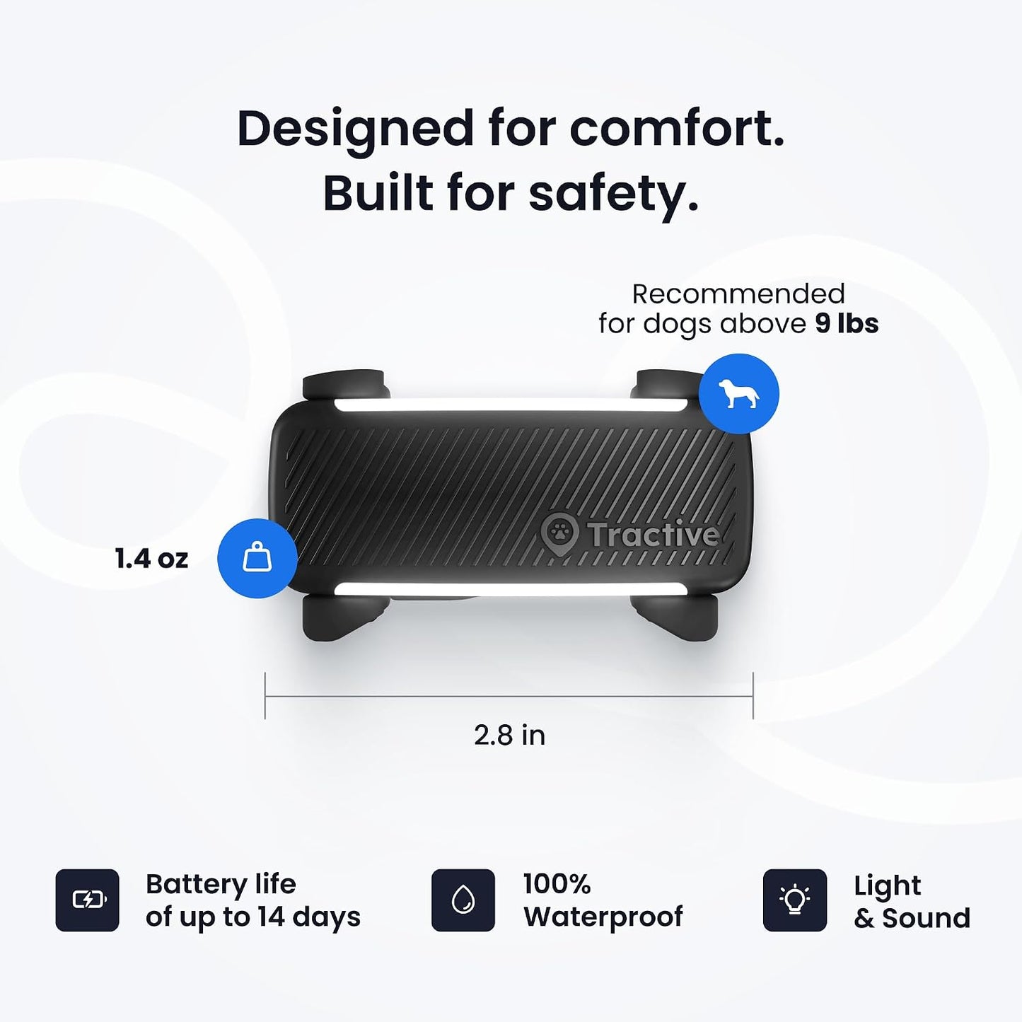 Tractive Smart Dog GPS Tracker | Live Pet Tracker with Virtual Fence | Vital Signs Monitoring of Heart & Respiratory Rate | Bark Monitoring | Dog Collar Attachment (Black)