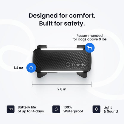 Tractive Smart Dog GPS Tracker | Live Pet Tracker with Virtual Fence | Vital Signs Monitoring of Heart & Respiratory Rate | Bark Monitoring | Dog Collar Attachment (Black)