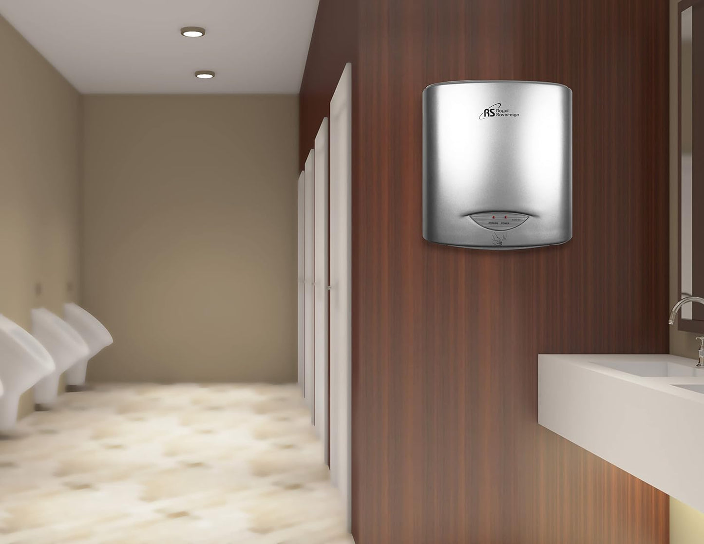 Royal Sovereign Touchless Automatic Hand Dryer, High Efficiency, Dual Plug-in Ready or Hard-Wired Installation Option, Tamper Resistant. (RTHD-421S)