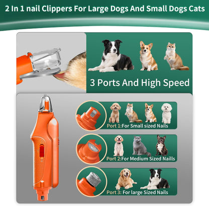 CATPICK 2-in-1 Cat Nail Clippers & Dog Nail Clippers Trimmers for Large Medium Small Dogs Cats Claw Trimmer Quick Sensor and Safety Guard USB Rechargeable with 2 LED Lights Dogs Nail Trimmer