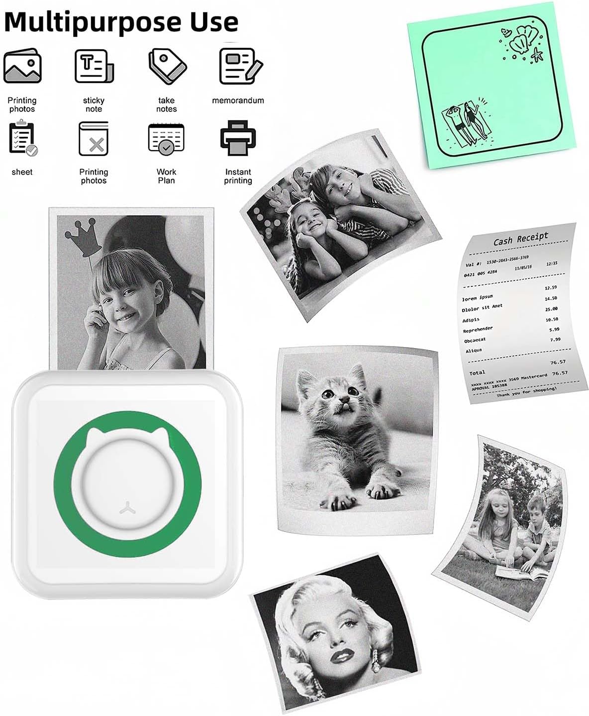 Label Maker - Mini Portable Sticker Printer with 13 Rolls Self-Adhesive Thermal Papers, Labeller Machine for Home Office Study Business Texts Journal, Blue