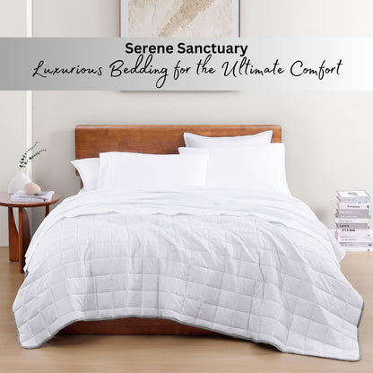 Lane Linen 100% Organic Cotton Queen Sheet Set, 4-Piece Percale Bed Sheets for Queen Bed - Soft, Breathable, Hypoallergenic, Deep Pocket Fits Mattress Up to 15" Deep, Hotel Quality Sheets - White