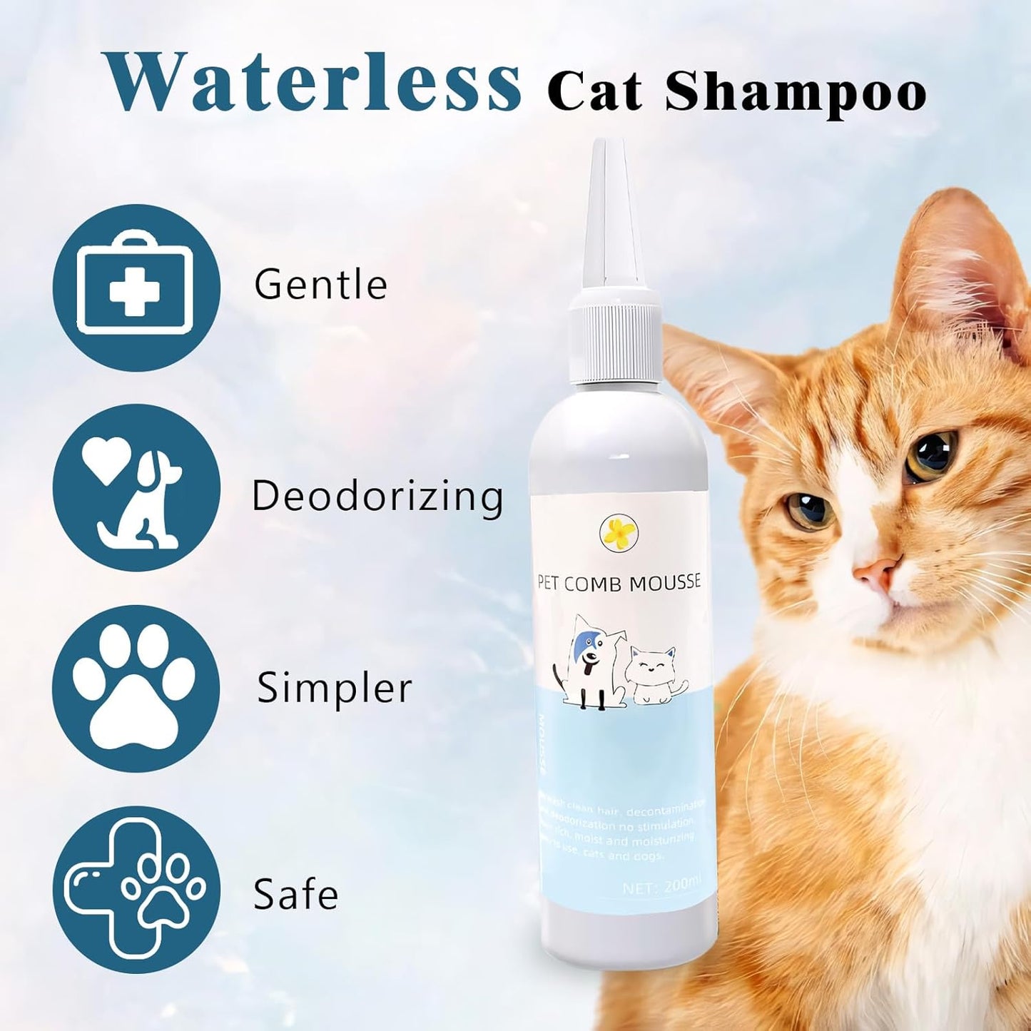 Cat Steam Brush for Dogs & Cats – 3-in-1 Pet Deshedding Tool for Long & Short Haired Pets, Grooming Shedding Brush-Contains shampoo