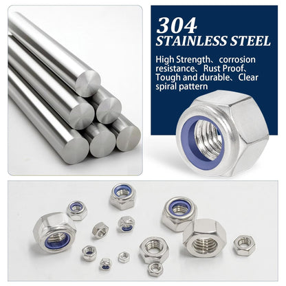Vifmy 110 Pack 1/4"-20 Inch Lock Nuts,304 (A2-70) Stainless Steel Nylon Insert Locknuts,Standard Inch Thread Nylock Nuts for Bolts
