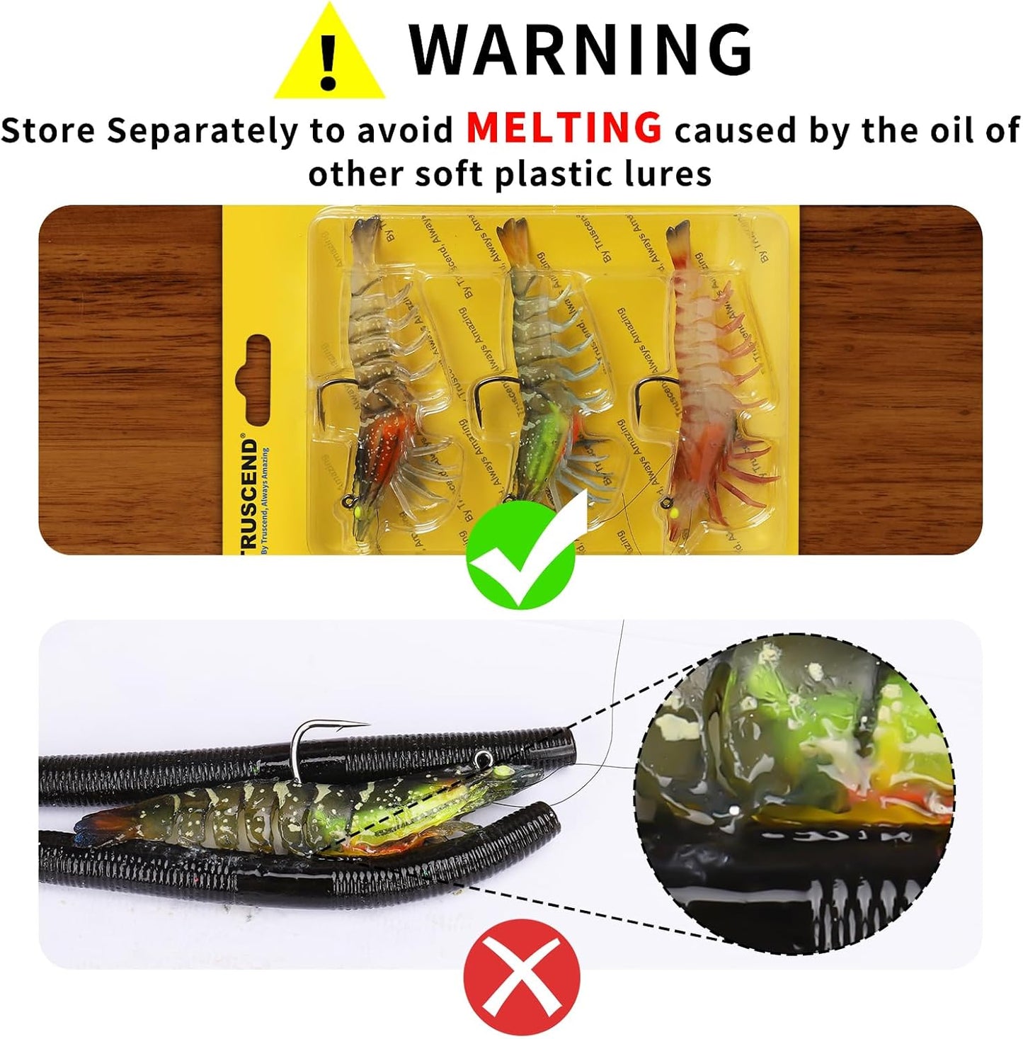 TRUSCEND Pre-rigged Fishing Jig Lures for Freshwater and Saltwater, Innovative Super Durable TPE Bass Lures, Lifelike Shrimp Crayfish Swimbait, Weedless Lure for Crappie Trout Walleye, Keep Separately