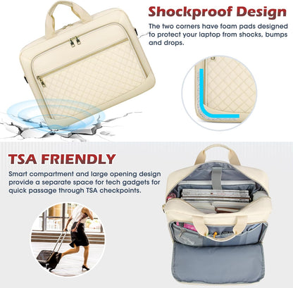 Laptop Bag 17 Inch Laptop Briefcase for Women Waterproof Computer Messenger Bag Professional Laptop Case for Business Work - PuriLite