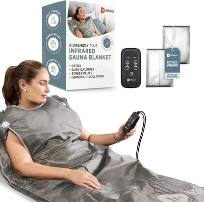Lifepro BioRemedy Plus Infrared Sauna Blanket –Heated Blanket for Relaxation, Portable Sauna Suit Wrap – Spa-Like Experience at Home with Thermal Wraps –Adjustable Temp (86–158°F) & Time