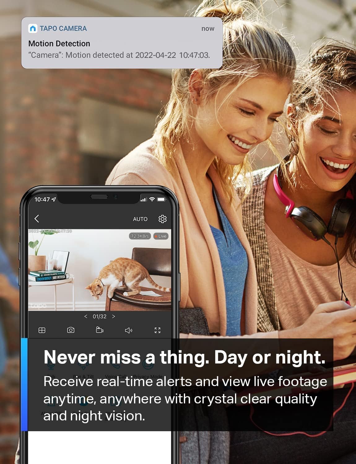 TP-Link Tapo 2K Indoor Home Security WiFi Camera, Up to 30ft Night Vision, Privacy Mode, Sound & Light Alarm, Up to 512 GB microSD Card Slot, Two-Way Audio, Works w/Alexa and Google (Tapo C110)