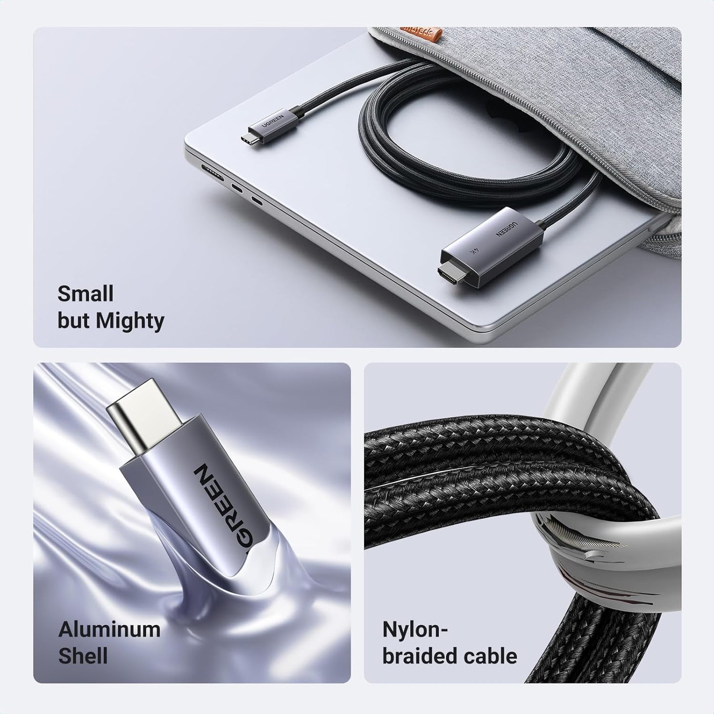 UGREEN USB C to HDMI Cable 100W PD Charger 4K@60Hz 1440P@144Hz 1080P@240Hz/120Hz Type C Thunderbolt 3/4/5 HDR Adapter Compatible with MacBook iMac Mac mini iPad Pro Air iPhone 16 15 Galaxy S24(2M)