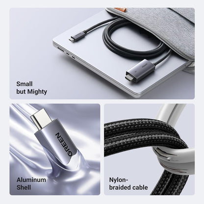 UGREEN USB C to HDMI Cable 100W PD Charger 4K@60Hz 1440P@144Hz 1080P@240Hz/120Hz Type C Thunderbolt 3/4/5 HDR Adapter Compatible with MacBook iMac Mac mini iPad Pro Air iPhone 16 15 Galaxy S24(2M)